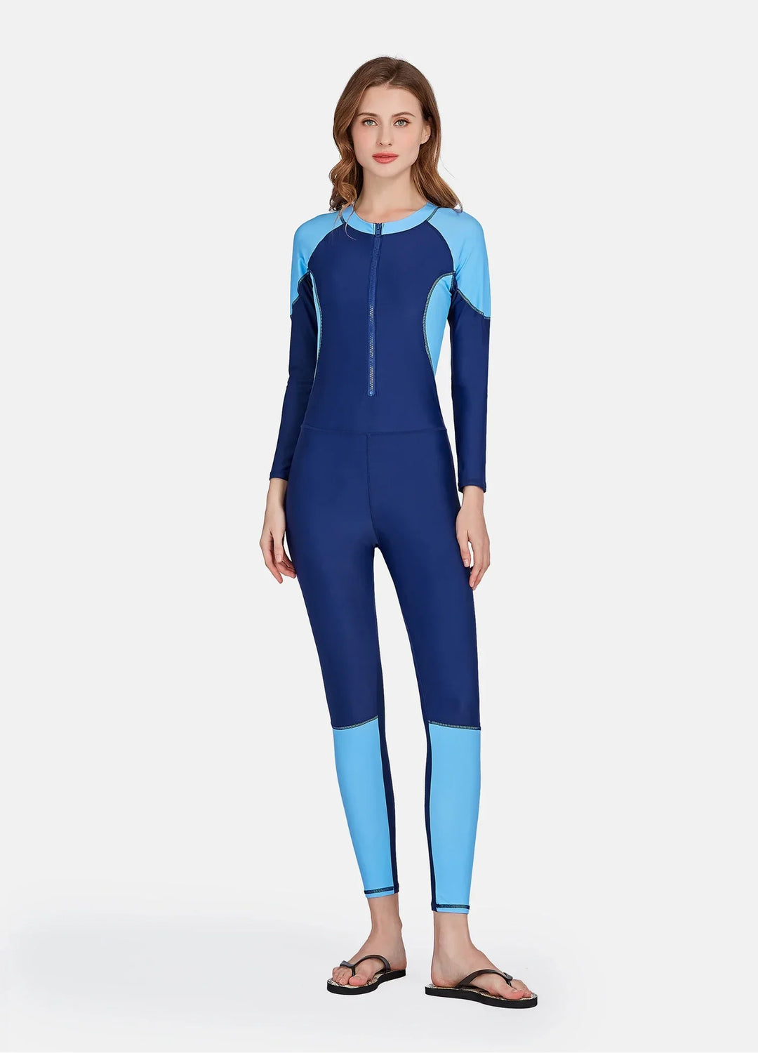 Colorblock Zip One-Piece Swimsuit for Women