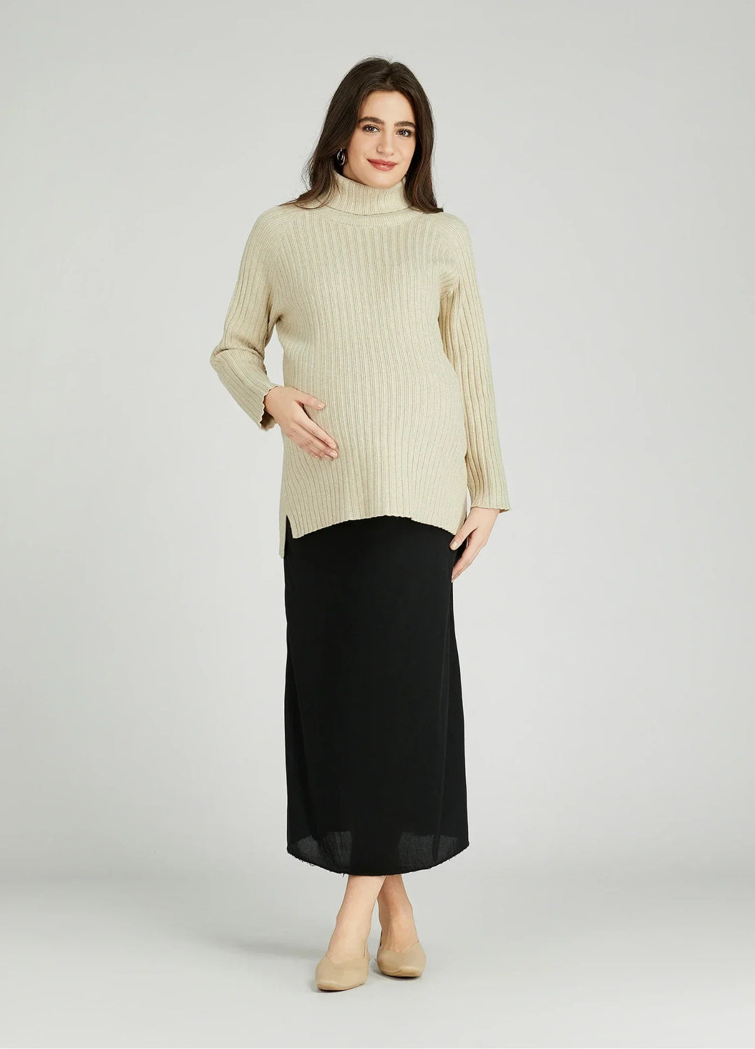 Turtleneck Maternity Bodycon Dress
