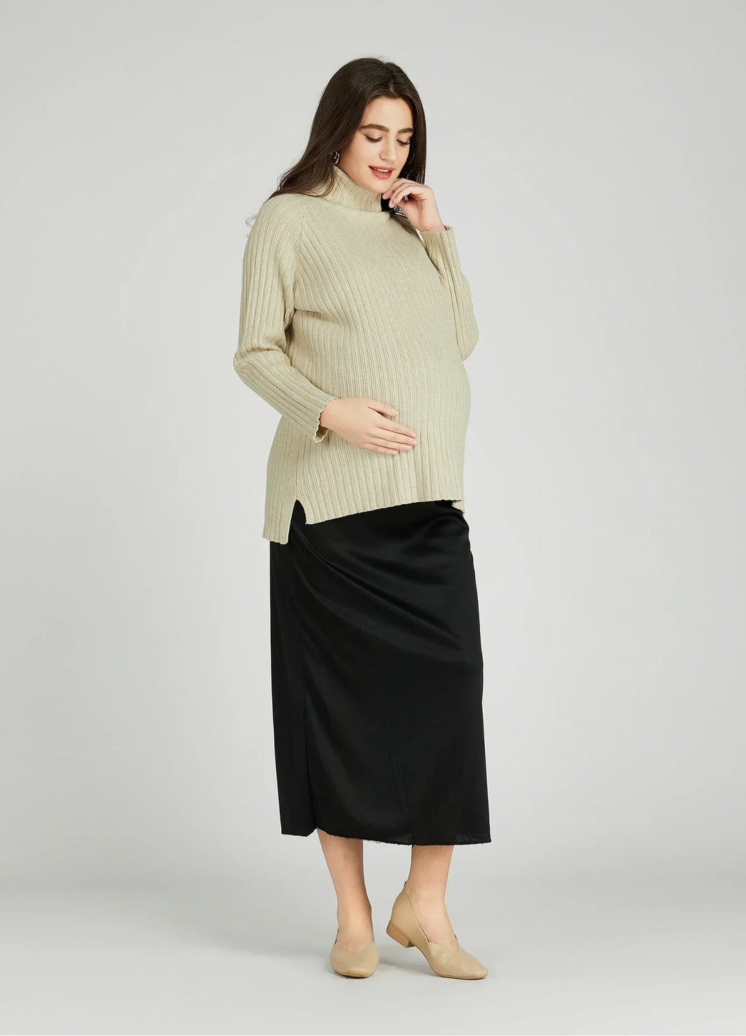 Turtleneck Maternity Bodycon Dress