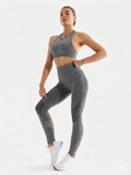 Women's Gray 2 Piece Workout Set  Seamless Sports Bra & High Waist Yoga Leggings Activewear
