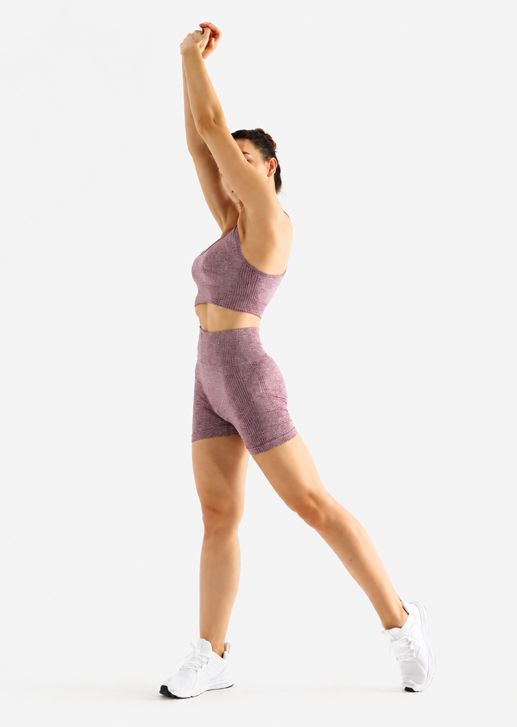 Women's Pink 2 Piece Workout Set  Seamless Sports Bra & High Waist Shorts Activewear