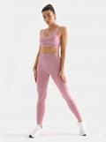 Women's Pink 2 Piece Workout Set  Seamless Sports Bra & High Waist Yoga Leggings Activewear