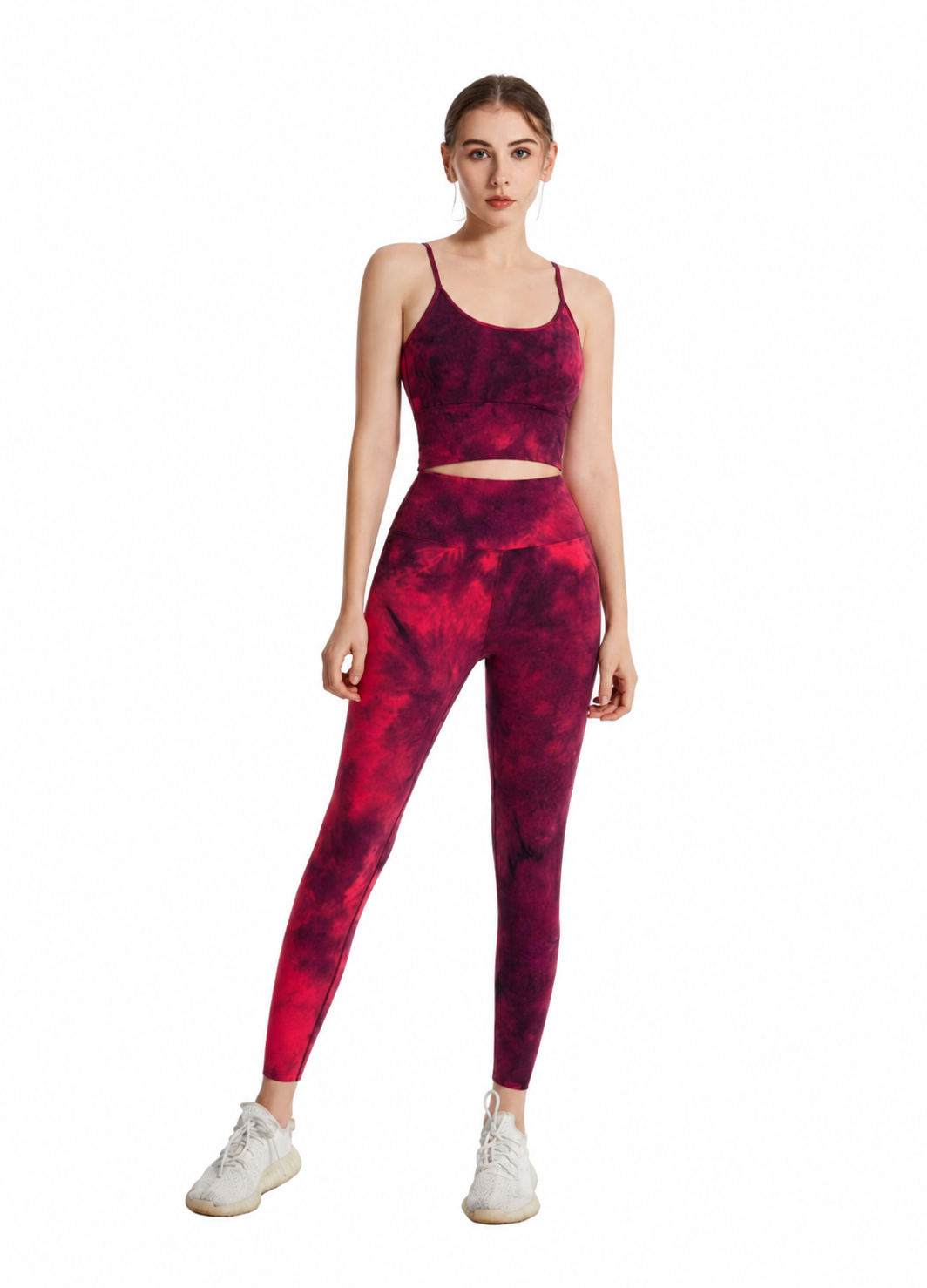 Women's Tie Dye Sports Bra & High Waist Butt Lifting Yoga Leggings Set | Stretchy 2 Piece Activewear