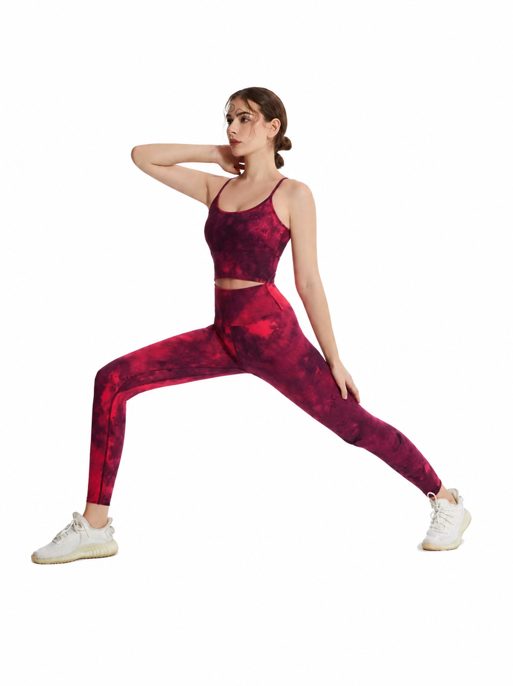 Women's Tie Dye Sports Bra & High Waist Butt Lifting Yoga Leggings Set | Stretchy 2 Piece Activewear