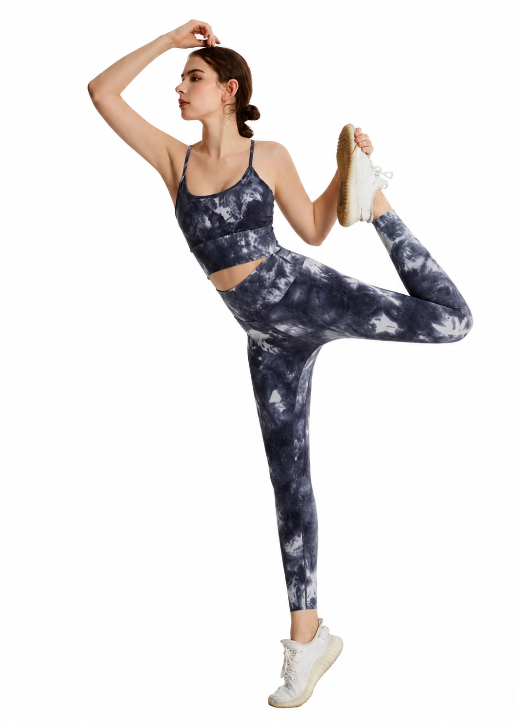 Women's Tie Dye Sports Bra & High Waist Butt Lifting Yoga Leggings Set | Stretchy 2 Piece Activewear