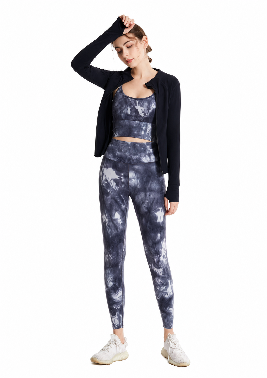 Women's Tie Dye Sports Bra & High Waist Butt Lifting Yoga Leggings Set | Stretchy 2 Piece Activewear
